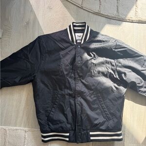 TNA Black Bomber Jacket with White Stripe Trim